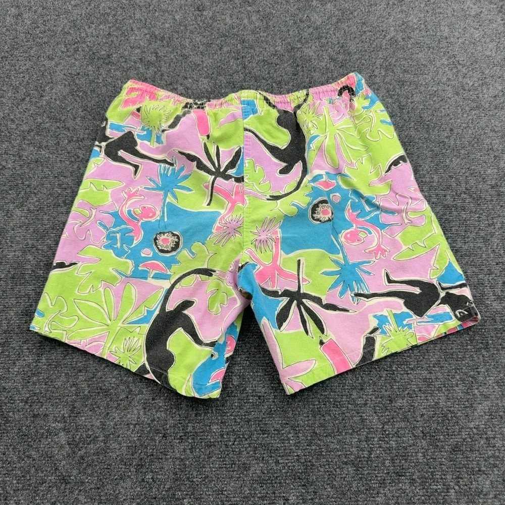Vintage Club Arena Swim Shorts Mens M Multicolor‎ Cotton Abstract Tropical Surf